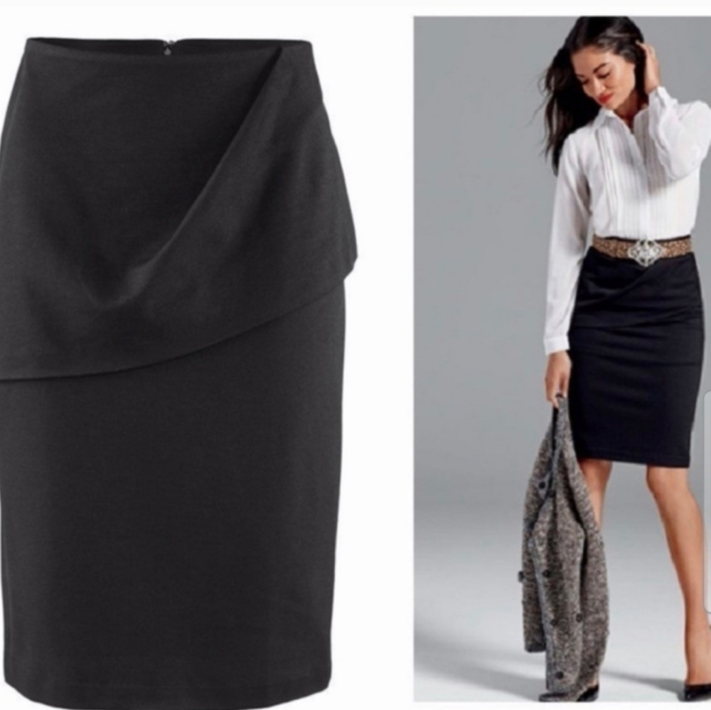 CAbi Black Mid-Length Pencil Skirt